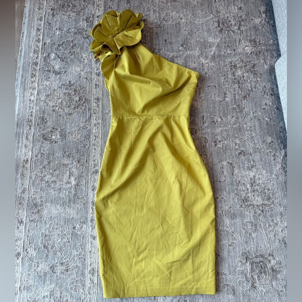 ASOS One-Shoulder Dress in Mustard Yellow